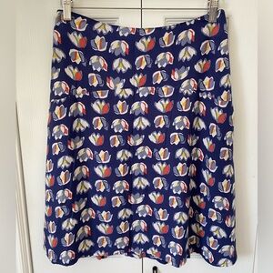 White Stuff Sweet Tulip Print A-Line Skirt fully lined side zip